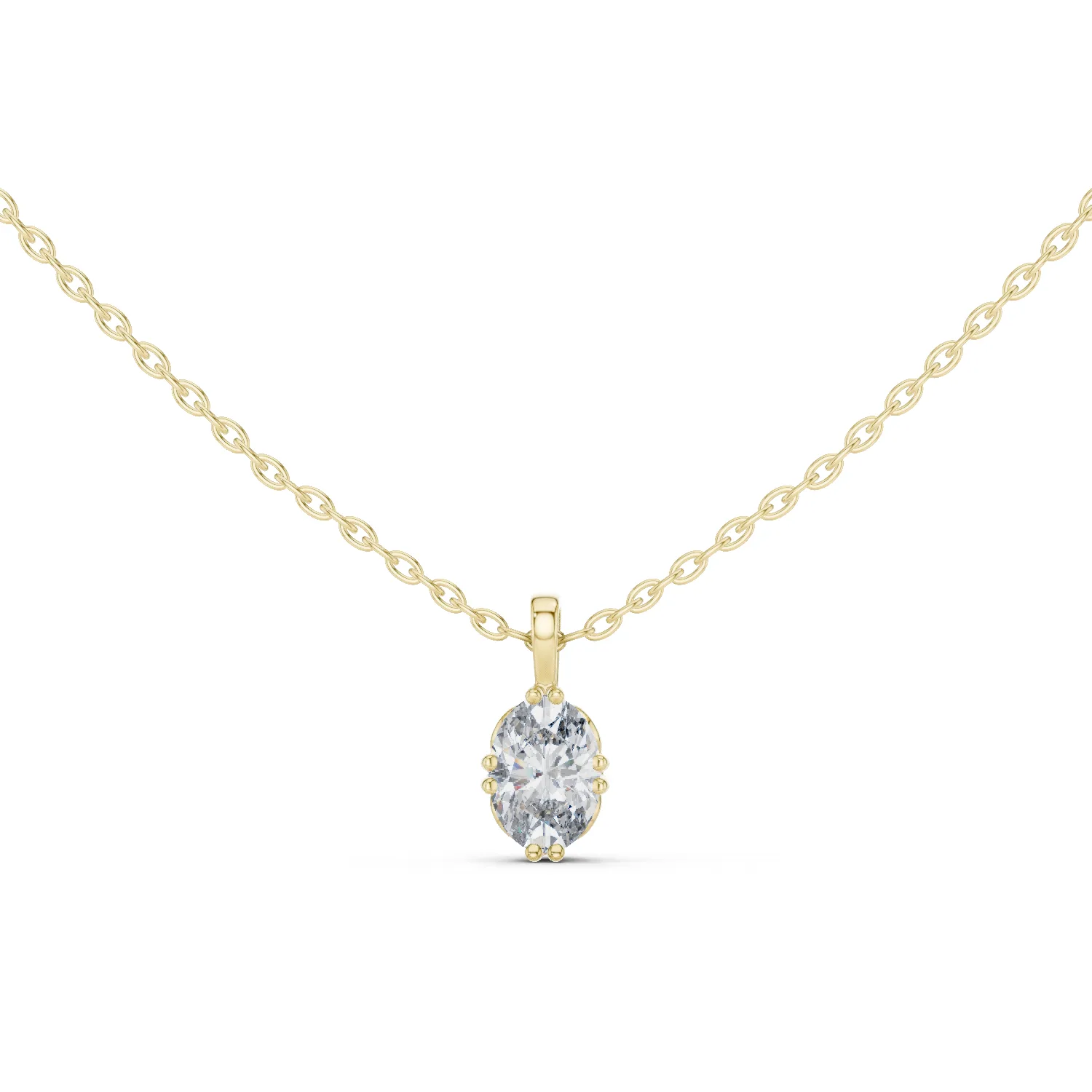Diamond Oval Solitaire Necklace 0.75 Carat