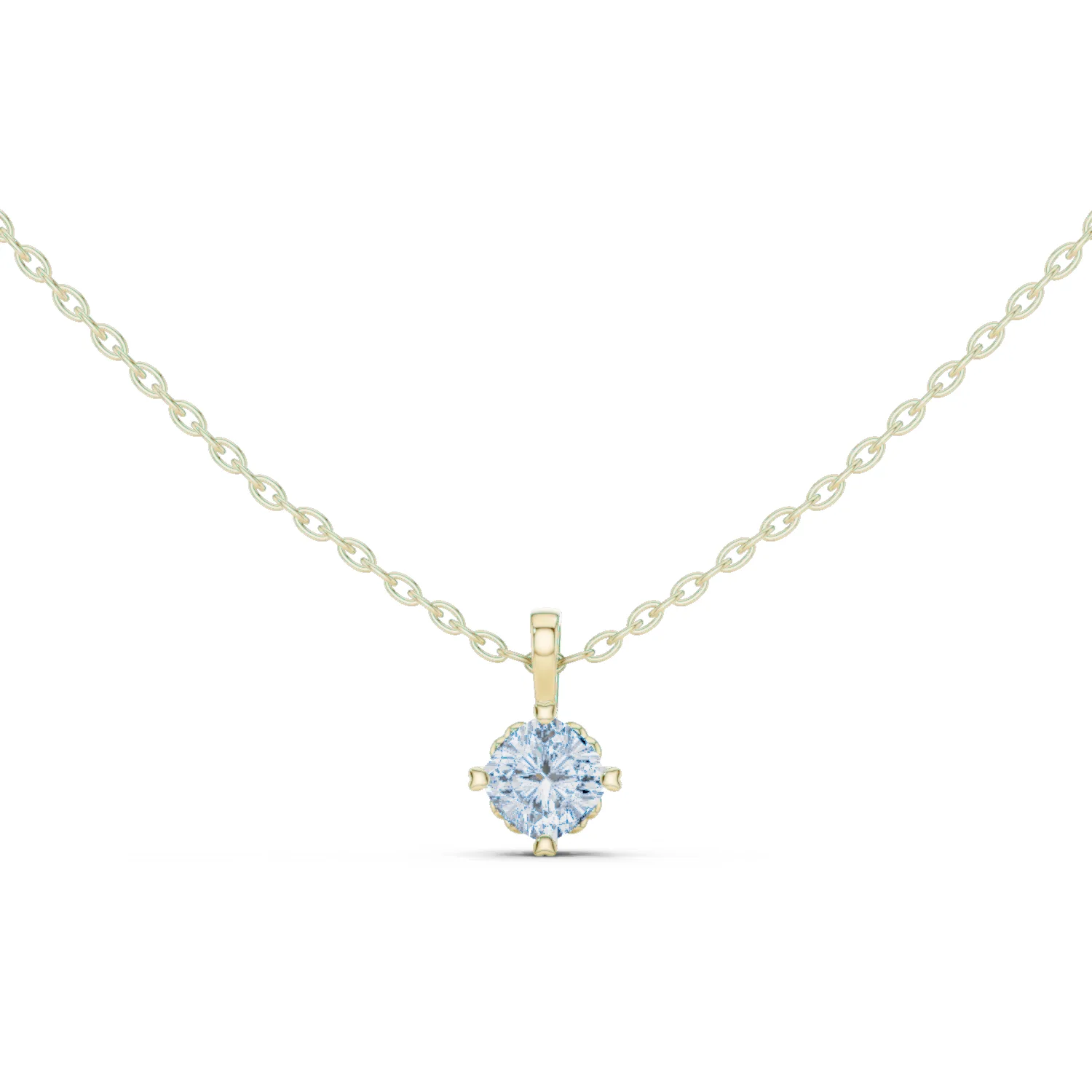 Diamond Cushion Solitaire Necklace 0.50 Carat